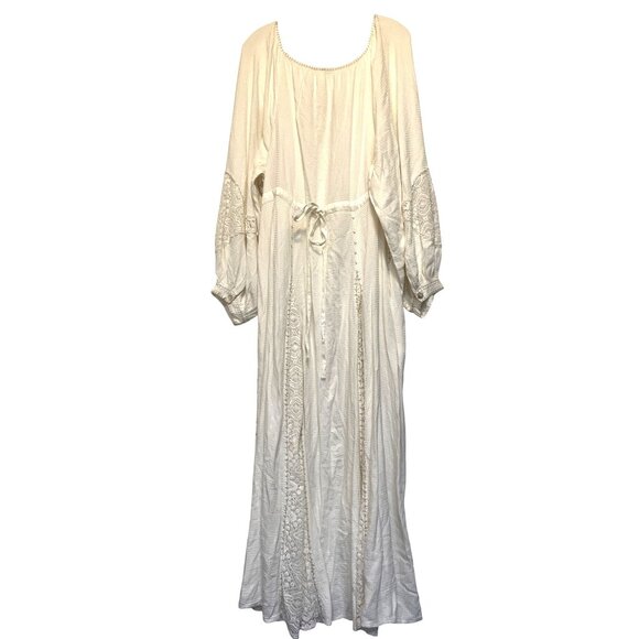 Free People Southwest Lace Maxi Dress White Boho Style XL Relaxed Fit - Picture 2 of 12